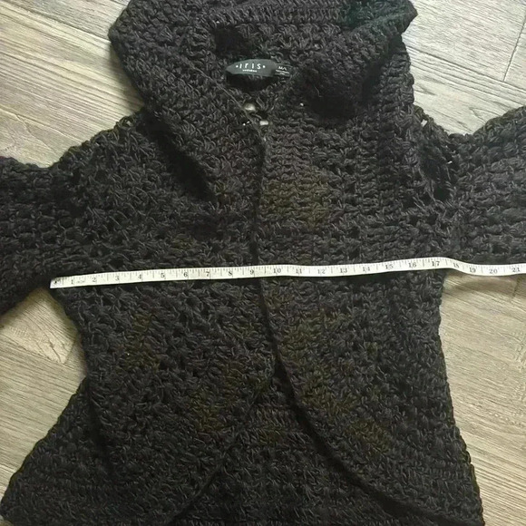 🔥Iris Setlakwe🔥 | Black wool blend chunky knit cardigan quarter sleeve - Picture 7 of 12